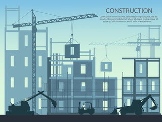 Concept of process construction building a house vector illustration background. 