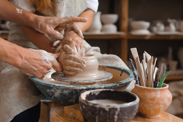 Potter teaches how make clay pot