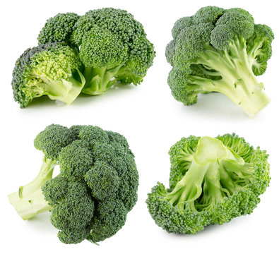 collection of broccoli isolated on the white background