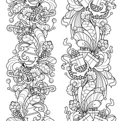 Seamless borders vector set in doodle style