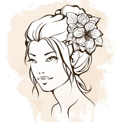 Beauty woman with flowers in her hair