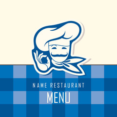 chef menu design on a blue background