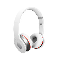 White wireless headphones isolated on white background d illustration render