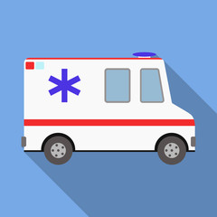Vector illustration ambulance car on blue background