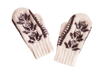 knitted gloves isolated