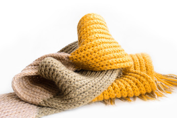 knitted autumn warm scarf isolated