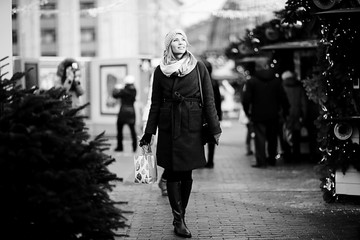 city girl black and white portrait contrast