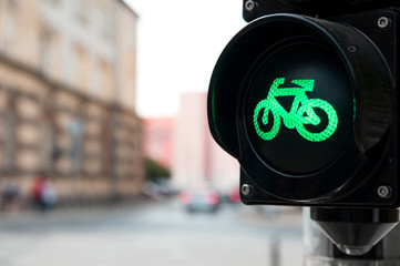 Traffic light with green light for bike