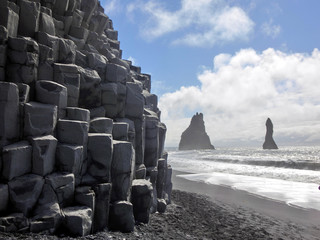 Beautiful black sand beach of Vik Iceland