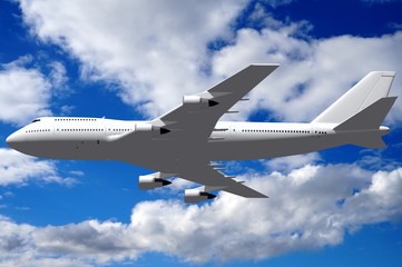 Fototapeta na wymiar 3D passenger jet plane flying in the air - great for topics like aviation, flight, transportation etc.