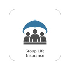 Group Life Insurance Icon. Flat Design.