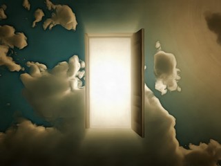 Door in clouds