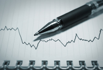 business graph and pen  3d illustration
