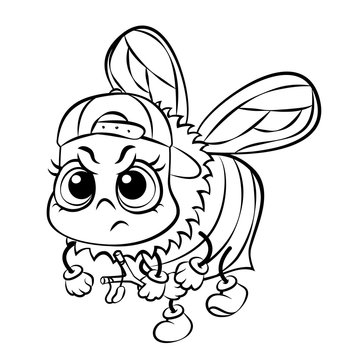 vector angry bee ccoloring page