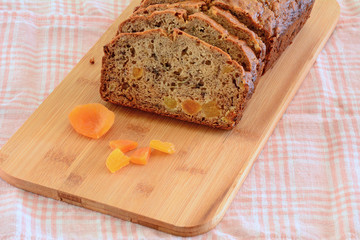 Banana bread with apricots