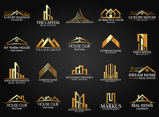 Set and Group Real Estate, Building and Construction Logo Vector Design