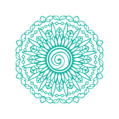 Blue round ornamental mandala. Simple pattern for tshirt print design