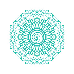 Blue round ornamental mandala. Simple pattern for tshirt print design