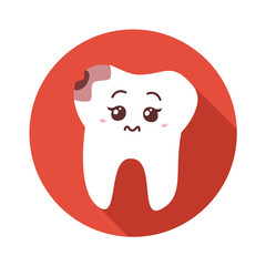 vector caries tooth flat icon