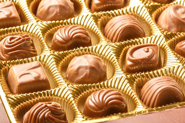 Closeup Of Variety Chocolate Pralines, Close Up Shot Of Chocolates Box, Assorted Box Chocolate, Box Of Chocolates With Many Variations, Bon Appetit, Sweet, Fresh And Tasty, Delicious, Yum-Yum, Yammy