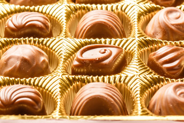Closeup Of Variety Chocolate Pralines, Close Up Shot Of Chocolates Box, Assorted Box Chocolate, Box Of Chocolates With Many Variations, Bon Appetit, Sweet, Fresh And Tasty, Delicious, Yum-Yum, Yammy