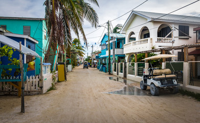 Fototapeta na wymiar Main street of Caye Caulker - Belize