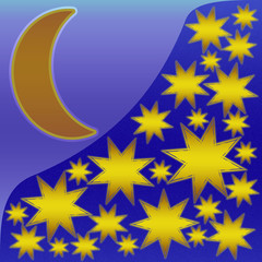 Moon and stars