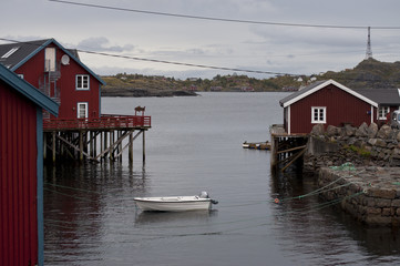 Fototapeta na wymiar Lofoten islands, A is a small fishing village in the municipality of Moskenes in Nordland county, Norway.