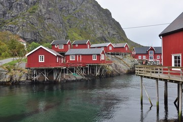 Fototapeta premium Lofoten islands, A is a small fishing village in the municipality of Moskenes in Nordland county, Norway.