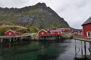 Fototapeta premium Lofoten islands, A is a small fishing village in the municipality of Moskenes in Nordland county, Norway.