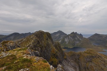 Lofoten islands, Norway, trek to Narvtinden mountain