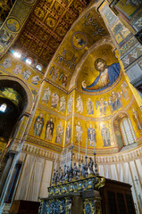 Fototapeta na wymiar Interior of the Cathedral of Montreale or Duomo di Monreale near Palermo, Sicily, Italy.