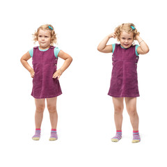 Young little girl standing over isolated white background