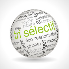 French waste sorting theme sphere with keywords