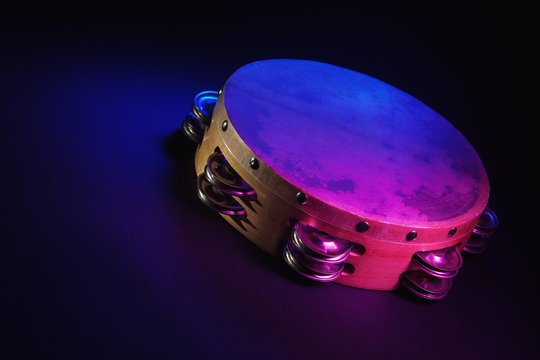Wooden Tambourine in Studio