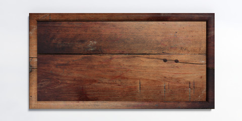Wooden sign on white background. 3d illustration