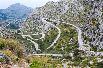 Serpentine road direction sa calobra, majorca