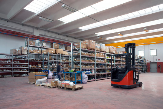 Factory wharehouse with forklift