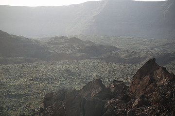 Morning View of the Exotic Landscape in Volcan Teide National Park, Tenerife, Canary Island, Spain