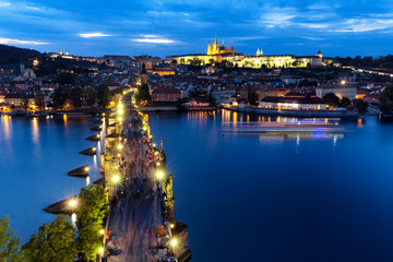 Charles bridge at night, Prague, Czech republic, Europe