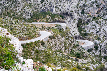 Serpentine road direction sa calobra, majorca