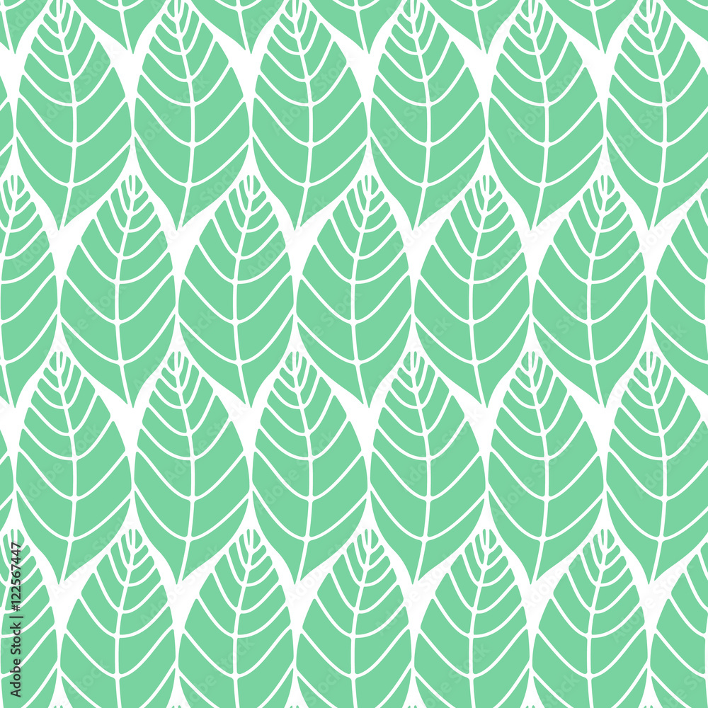 Poster seamless stylized leaf pattern background. minimalistic natural bakground. simple vector texture wit