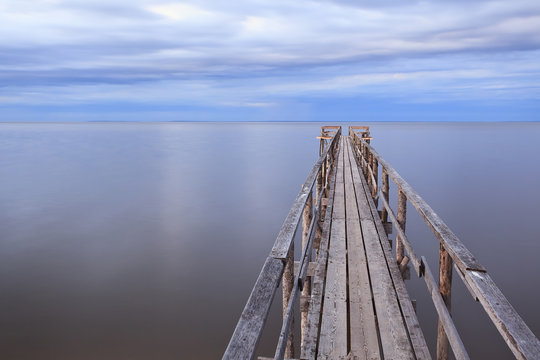 Wooden pier on Lake Winnipeg.  Matlock, Manitoba, Canada.