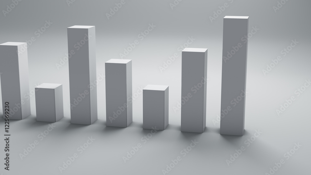 Poster bar chart graph 3d render concept