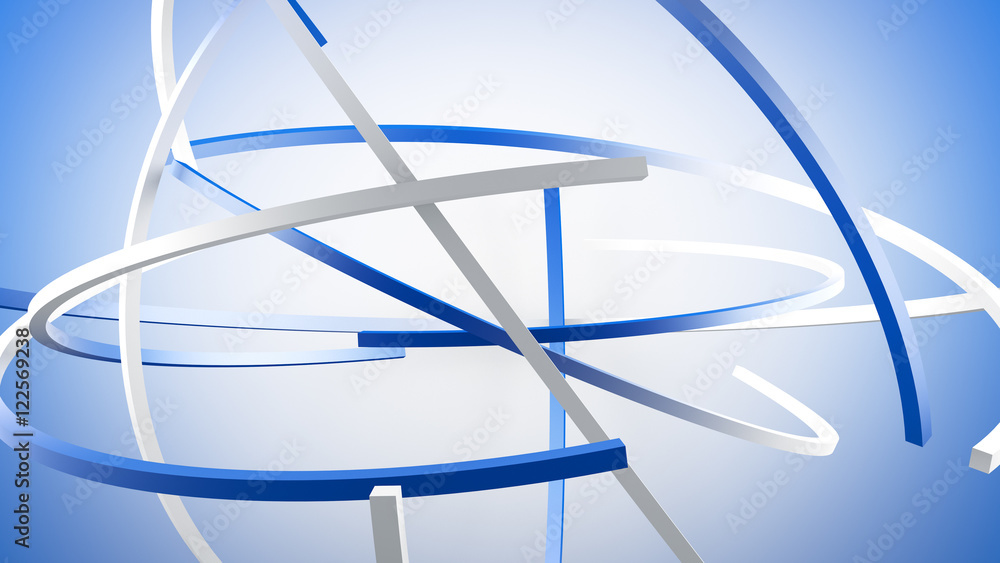 Poster lines on orbit 3d render illustration