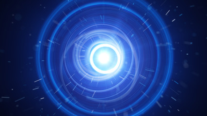 Blue dynamic light circles and particles