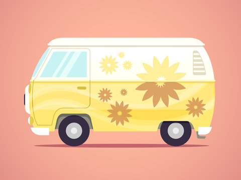 Hippie Van Vector Illustration