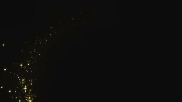 Five gold sparkle dust particle animations with alpha matte.