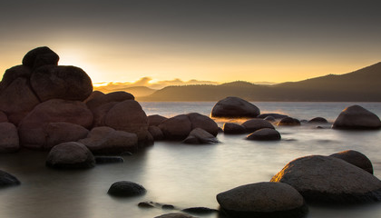 Fototapeta na wymiar Sand Harbor, Lake Tahoe at dusk