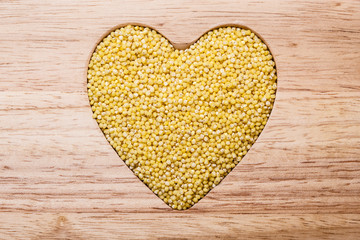 Millet groats heart shaped